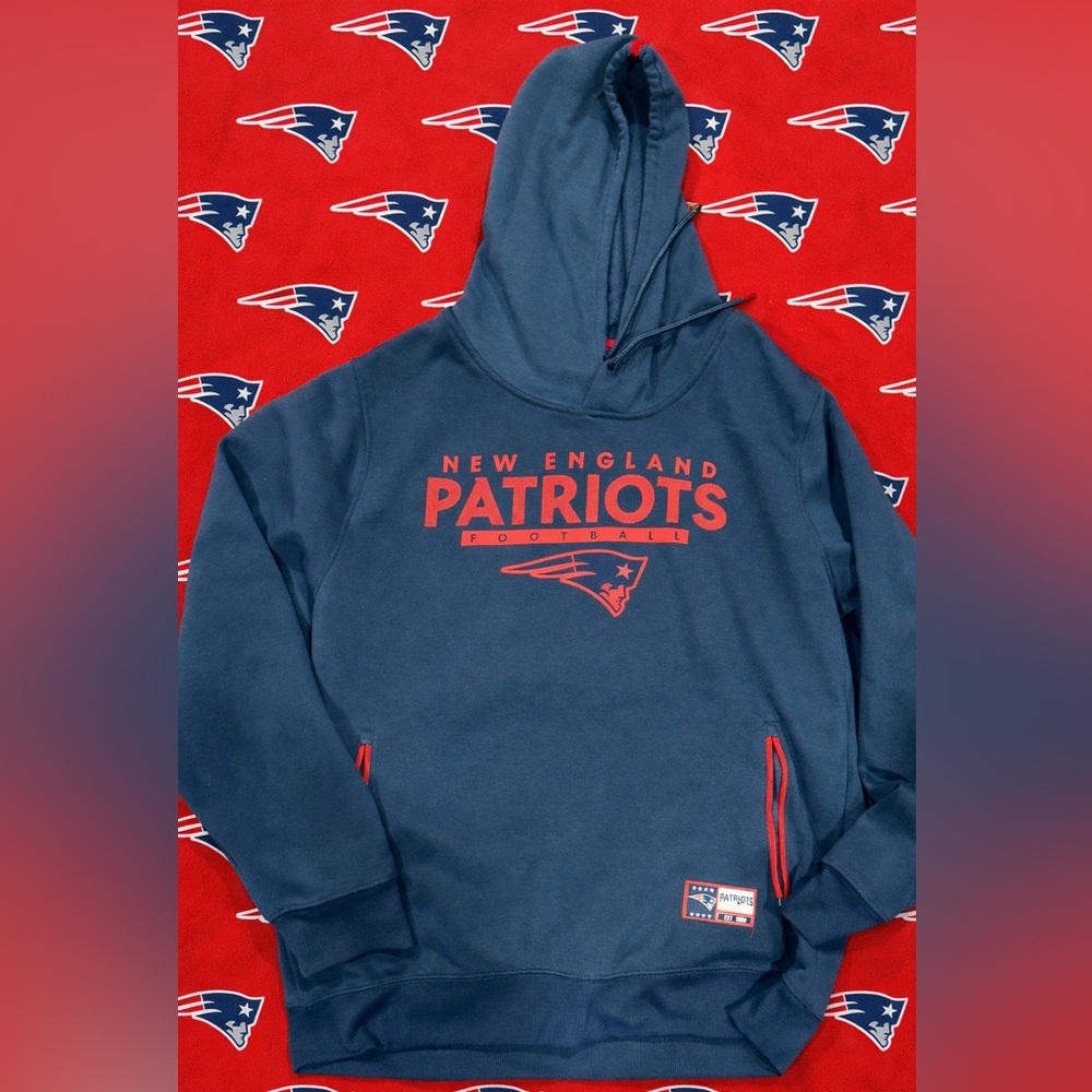 NFL New England Patriots Navy Blue Zip-Up Hoodie with Red Accents